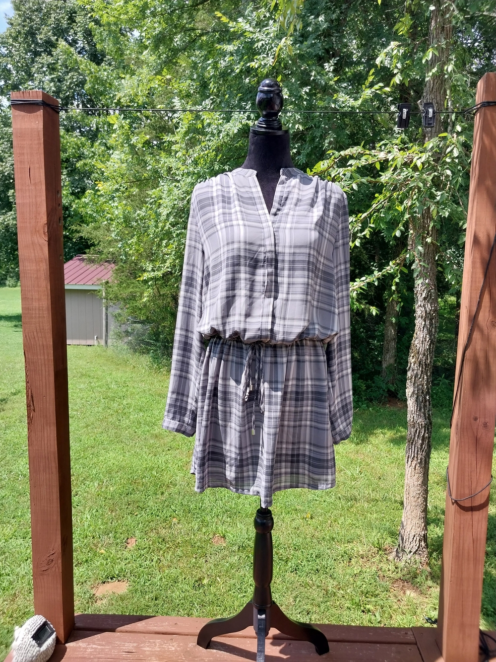 Dalia Black Jacket with Gray Plaid Lining